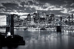 Brooklyn Bridge Wallpaper : Black and White New York Night Mural - flat design