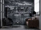 Brooklyn Bridge Wallpaper : Black and White New York Night Mural - View 2