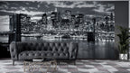 Brooklyn Bridge Wallpaper : Black and White New York Night Mural - View 4
