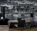 Brooklyn Bridge Wallpaper : Black and White New York Night Mural