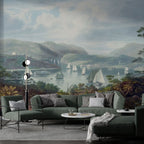 River Valley Landscape Wallpaper : Vintage Sailing Boats Mural - View 2