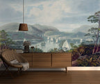 River Valley Landscape Wallpaper : Vintage Sailing Boats Mural - View 3