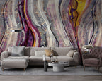 Abstract Wave Wallpaper : Purple Brushstroke Agate Mural - View 3