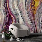 Abstract Wave Wallpaper : Purple Brushstroke Agate Mural - View 4