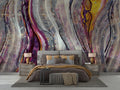 Abstract Wave Wallpaper : Purple Brushstroke Agate Mural