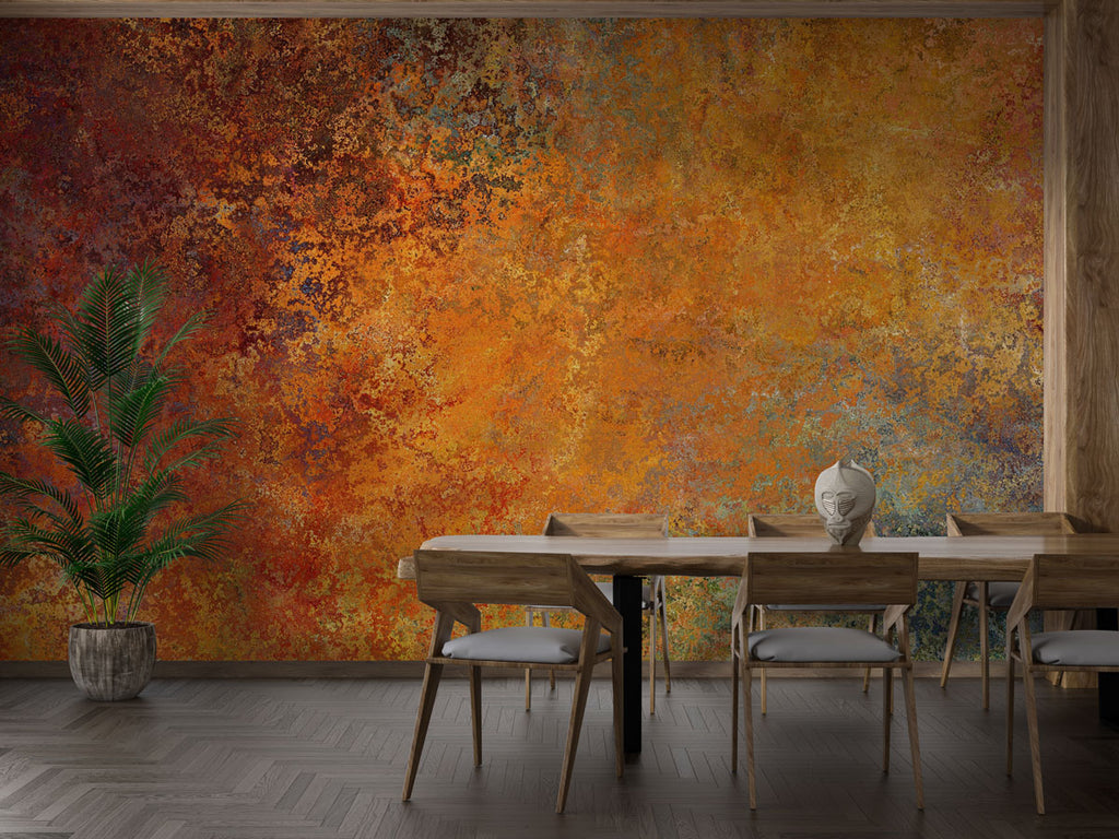 Gold and Copper Abstract Wallpaper : Textured Painted Wall Mural - View 2