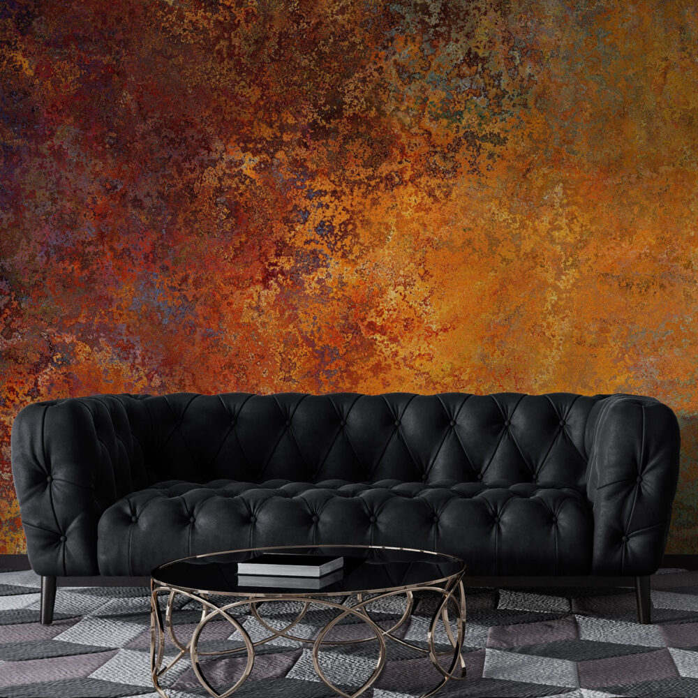 Gold and Copper Abstract Wallpaper : Textured Painted Wall Mural - View 3