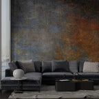 Blue and Copper Concrete Wallpaper : Industrial Texture Mural - View 3