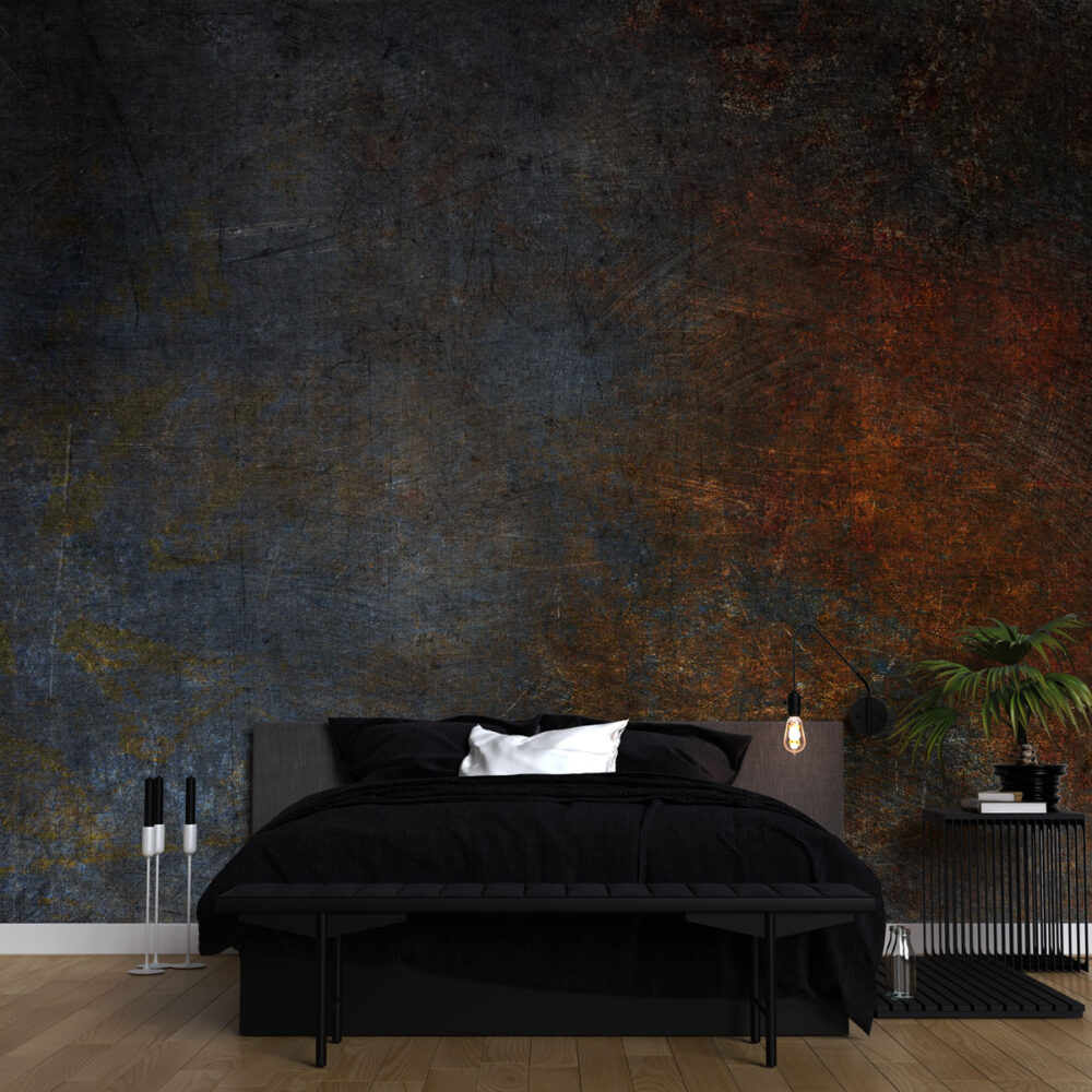 Blue and Copper Concrete Wallpaper : Industrial Texture Mural - View 4