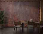 Rusted Metal Wallpaper : Riveted Iron Plate Mural - View 2
