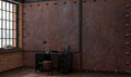 Rusted Metal Wallpaper : Riveted Iron Plate Mural
