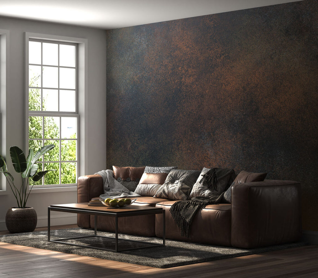 Black Copper Concrete Wallpaper : Raw Industrial Texture Mural - View 3
