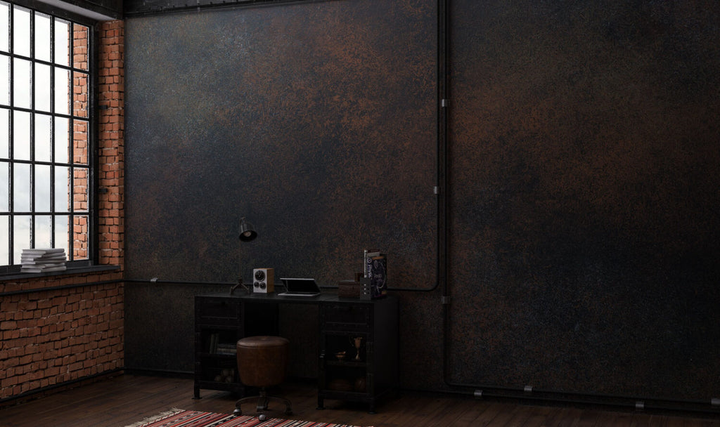 Black Copper Concrete Wallpaper : Raw Industrial Texture Mural - View 4