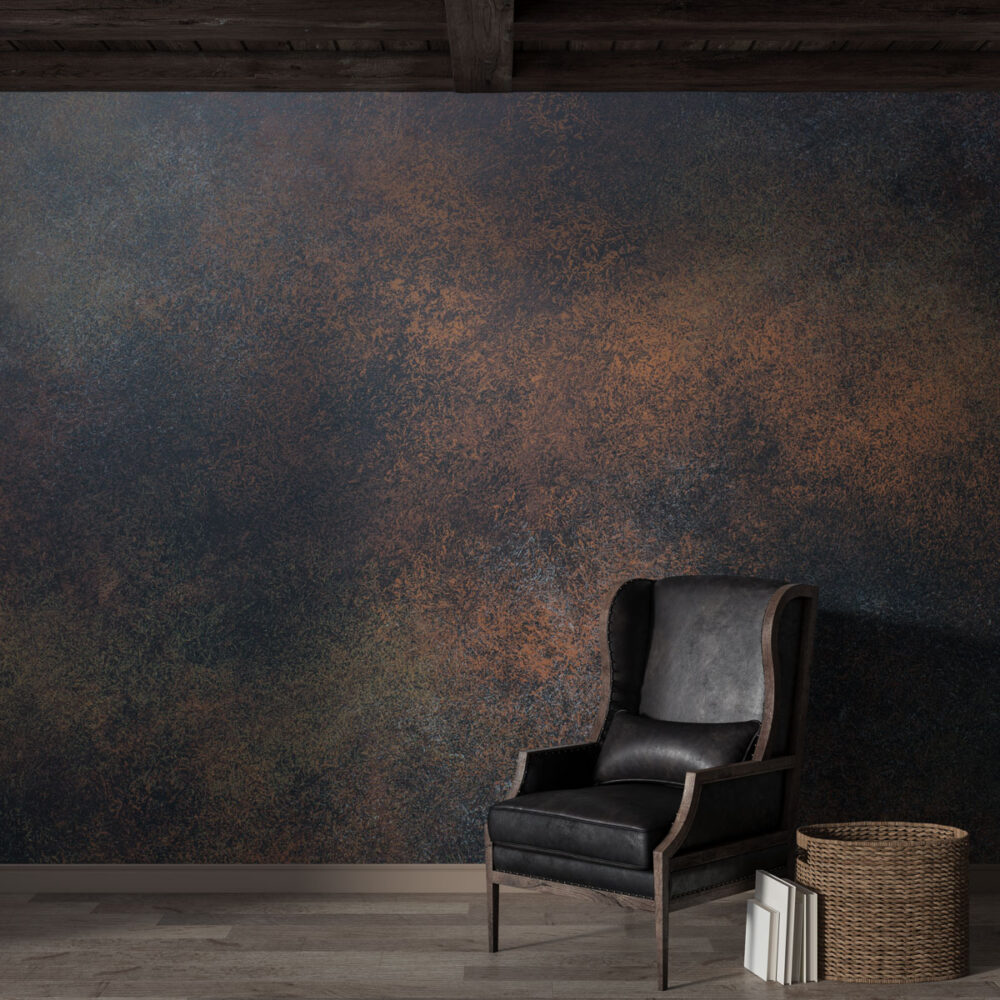 Black Copper Concrete Wallpaper : Raw Industrial Texture Mural