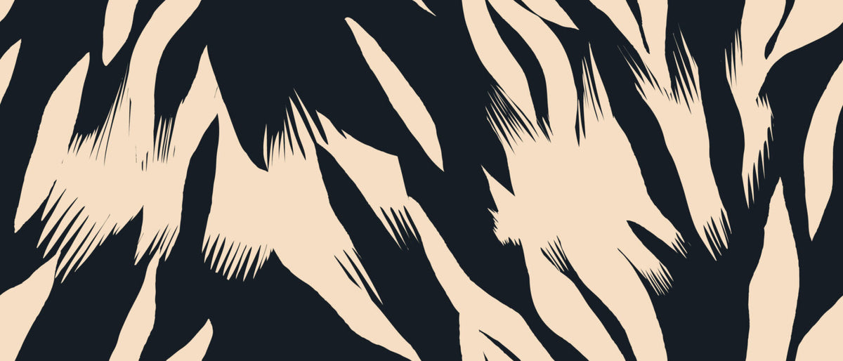 Black and Cream Brush Wallpaper : Abstract Tiger Stripe Mural - flat design