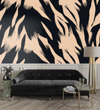Black and Cream Brush Wallpaper : Abstract Tiger Stripe Mural