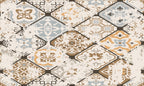 Vintage Ceramic Tile Wallpaper : Faded Patchwork Pattern Mural - flat design