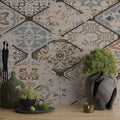 Vintage Ceramic Tile Wallpaper : Faded Patchwork Pattern Mural