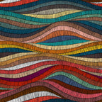 Colorful Stitched Wave Wallpaper : Embroidered Stripe Pattern Mural - flat design