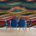 Colorful Stitched Wave Wallpaper : Embroidered Stripe Pattern Mural