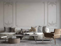Classic Wall Panel Wallpaper : Grey Moulding Effect Mural