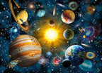 Solar System Wallpaper : Planets and Galaxy Kids Mural - flat design