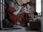 Jazz Trumpet Wallpaper : Street Musician Sketch Art Mural - View 3
