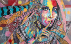 Boho Graffiti Portrait Wallpaper : Colorful Dreamcatcher Woman Mural - flat design