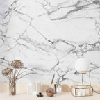 Carrara Marble Wallpaper : White and Grey Stone Mural - View 4