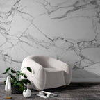 Carrara Marble Wallpaper : White and Grey Stone Mural