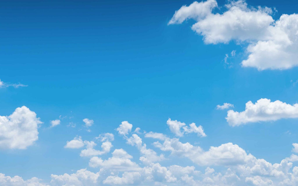 Blue Sky with Clouds Wallpaper : Bright Cumulus Ceiling Mural - flat design