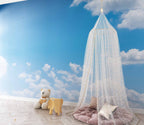 Blue Sky with Clouds Wallpaper : Bright Cumulus Ceiling Mural - View 2