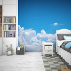 Blue Sky with Clouds Wallpaper : Bright Cumulus Ceiling Mural