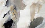 Neutral Brush Stroke Wallpaper : White and Beige Abstract Mural - flat design