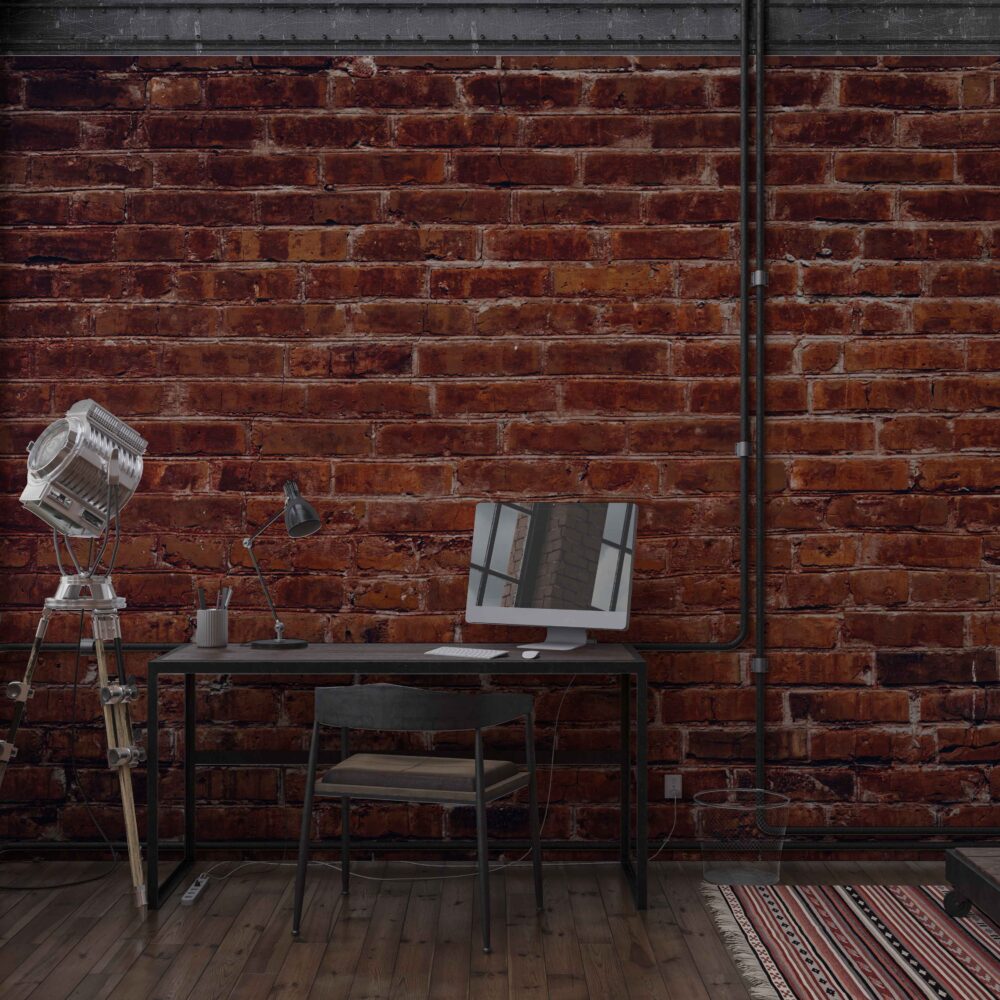 Red Brick Wallpaper : Classic Brick Wall Mural - View 3