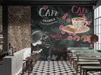 Coffee Shop Wallpaper : Chalkboard Cafe Art Mural - View 2
