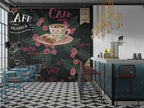Coffee Shop Wallpaper : Chalkboard Cafe Art Mural - View 3