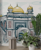 Sketch Palace Wallpaper : Watercolor Domed Building Mural