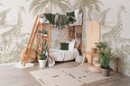 Neutral Jungle Wallpaper : Giraffe and Palms Kids Mural - View 6