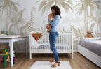 Neutral Jungle Wallpaper : Giraffe and Palms Kids Mural