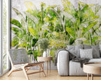 Green Banana Leaf Wallpaper : Watercolor Tropical Mural - View 3