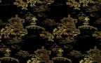 Gold Chinoiserie Wallpaper : Black Pagoda Landscape Mural - View 2