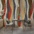 Woven Kilim Wallpaper : Colorful Wave Textile Pattern Mural