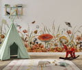 Mushroom Meadow Wallpaper : Wildflowers and Insects Border Mural
