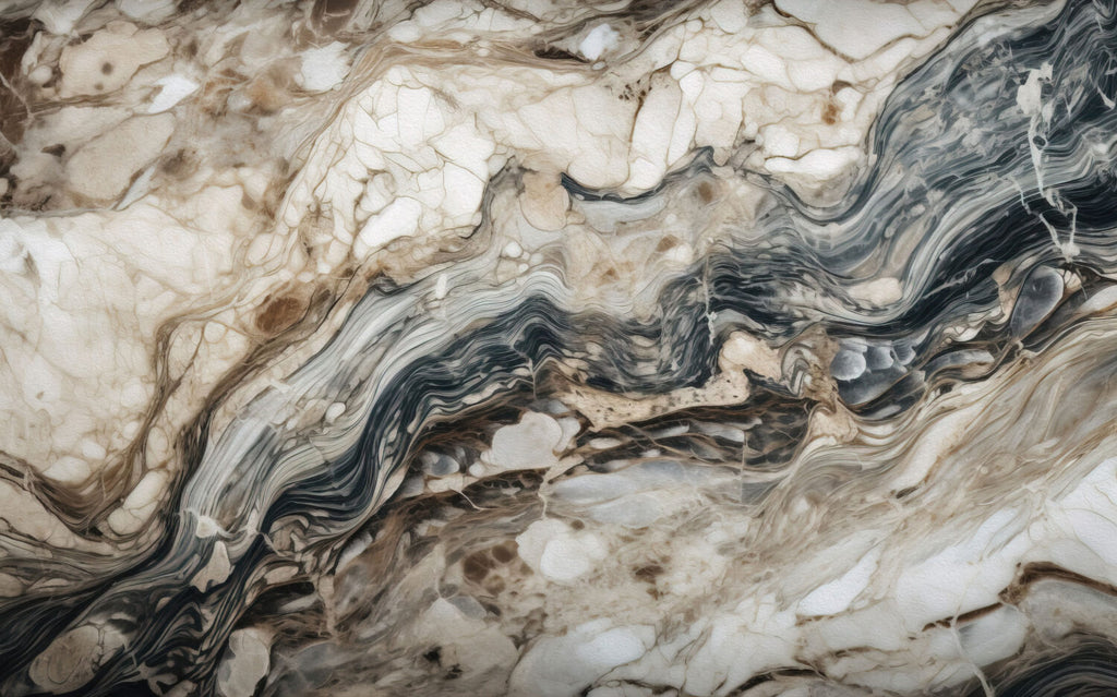 Brown Black Marble Wallpaper : Wavy Vein Stone Mural - View 2