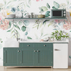 Watercolor Bouquet Wallpaper : Pink Peony and Eucalyptus Pattern Mural - View 3