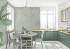 Sage Blossom Branch Wallpaper : Delicate Spring Pattern Mural - View 4