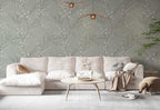 Sage Blossom Branch Wallpaper : Delicate Spring Pattern Mural