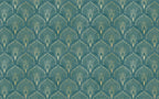 Teal Art Deco Wallpaper : Gold Fan Pattern Mural - flat design