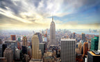 New York Skyline Wallpaper : Manhattan City Panorama Mural - flat design